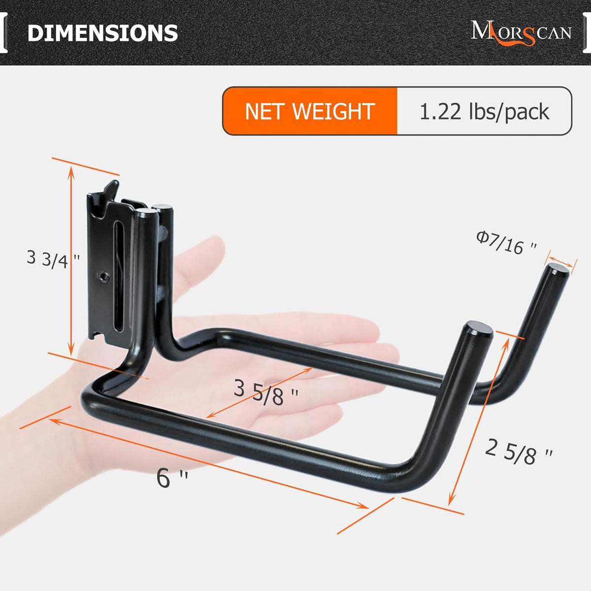 10 Pack E Track Double J Hooks, Heavy Duty Black Large Steel Shovel/Tool Hanger for Store Long Handled Tools, E Track Tie Down Accessories for Trailers, Trucks, Garden Tools Organizers Storage