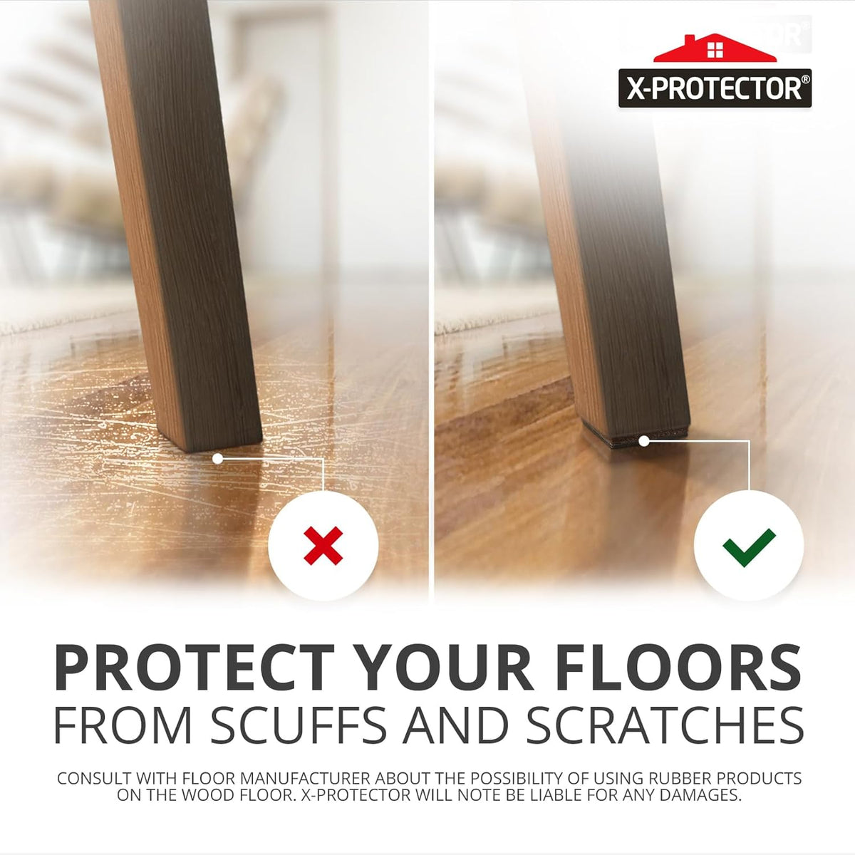 Non Slip Furniture Pads X-PROTECTOR – 16 PCS Furniture Grippers 2 1/2" - Ideal Self-Adhesive Rubber Feet for Furniture Feet – Non Skid Furniture Pads Floor Protectors – Keep Furniture in Place!
