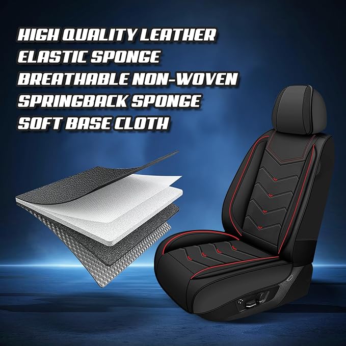Car Seat Covers for KIA Sedona 2003-2021, Premium Nappa Leather Car Seat Cover, Stylish Sport Seat Covers， Automobile Seat Cover Sets.(Luxury 2 Seats/Black)