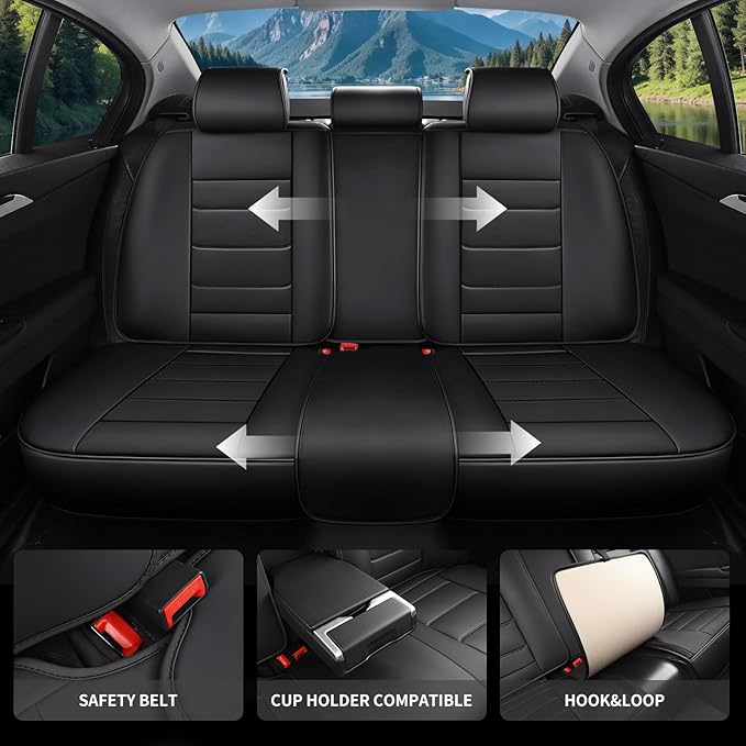 Car Seat Covers Full Set Custom Fit for Chevrolet/Chevy Trailblazer 2021-2026 - Premium Faux Leather with Lumbar Support, Breathable, Waterproof, Anti-Slip, Durable, Easy to Install (Black,Full Set)