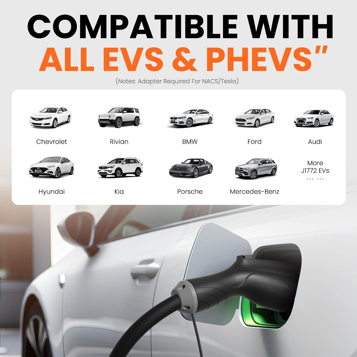 Level 2 EV Charger 48 Amp, J1772 Charger, Hardwired Electric Car Charger, APP Control, 25ft Cable, Wall Mount EV Charger Level 2 for Home, Electric Vehicle Charging Station