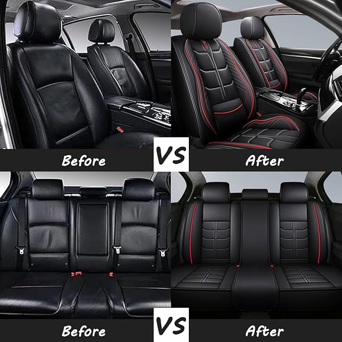 Leather Car Seat Covers Fit for Toyota RAV4 Hybrid 2016-2024, 5 Seater Car Seat Cover, Premium Waterproof, Scratch Resistant Car Interior Accessories (Full Set Coffee)