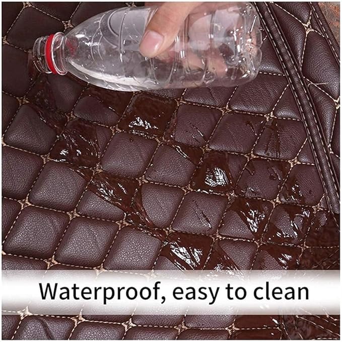 Custom Car Mats All Weather Fit Automotive Floor Mats PU Leather Protector Mat for Most Sedan, SUV, Truck Floor Mats (Black and Wine Red Side)