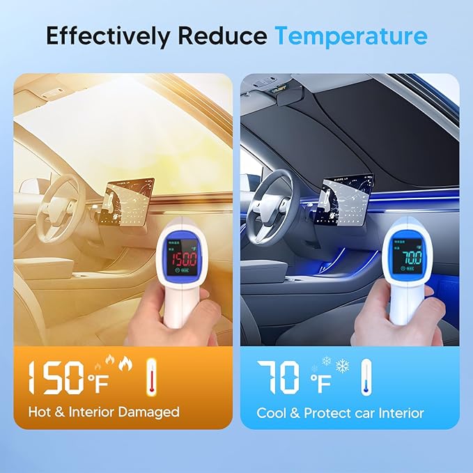 KUST Windshield Sun Shade for 2019-2025 2026 Chevrolet Chevy Silverado/GMC Sierra 1500 2500 3500 Accessories Window Sunshade Sun Visor Protector Foldable Blocks UV Rays Keep Your Car Cooler