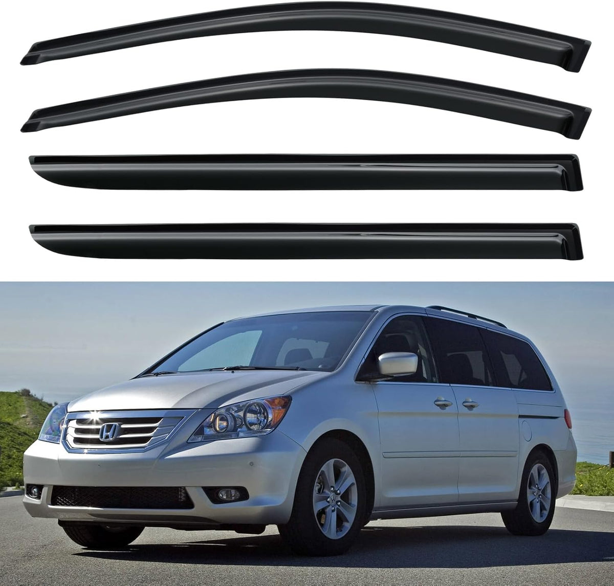 Window Visors Rain Guards for 2005 2006 2007 2008 2009 2010 Honda Odyssey, Out-Channel Window Vent Wind Deflectors Visors Shades for 05 06 07 08 09 10 Odyssey