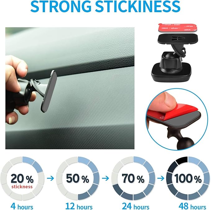 APPS2Car 3M Vhb Sticky Adhesive Pads Replacement Mounting Tape 4 Pcs, Dashboard Sticker Pads for Magnetic Phone Car Mount,Car Mount Adhesive,Double Sided 3M Adhesive Pads,Car Mount Sticker Tapes