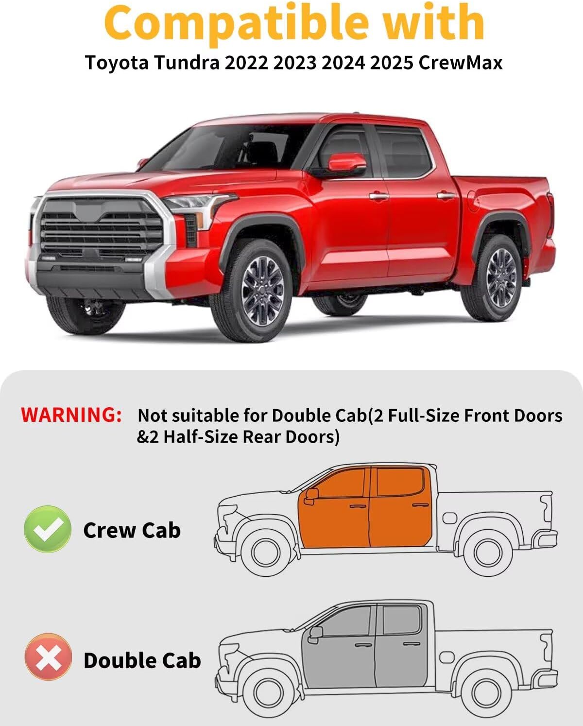 in-Channel Window Rain Guards Fit for Truck Toyota Tundra 2022 2023 2024 2025 CrewMax Extra Durable Window Visors Window Deflectors Vent Visors Vent Shades Car Accessories-4 pcs 2-Q13