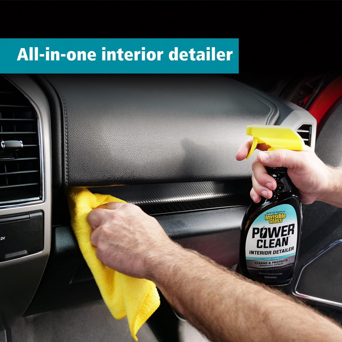 Invisible Glass 92024-3PK 22-Ounce Power Clean Automotive Interior Detailer Cleaner Protectant and Conditioner to Restore Interior Surfaces Prevent Fading, Pack of 3