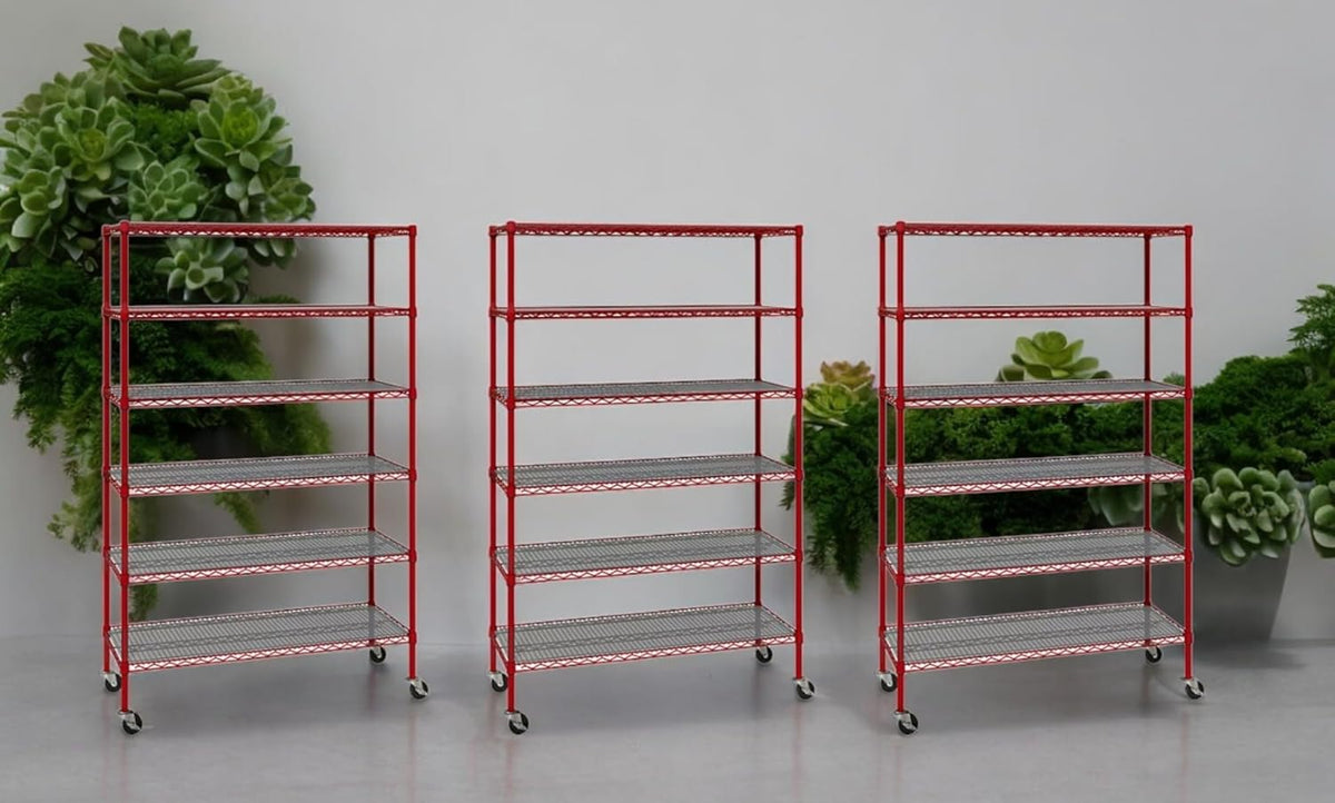 Generic Organize in Style with The Members Mark 6-Tier NSF Heavy Duty Wire Shelving, 47.75"" W x 18"" D x 75.5"" H (Red, 3 PACK)