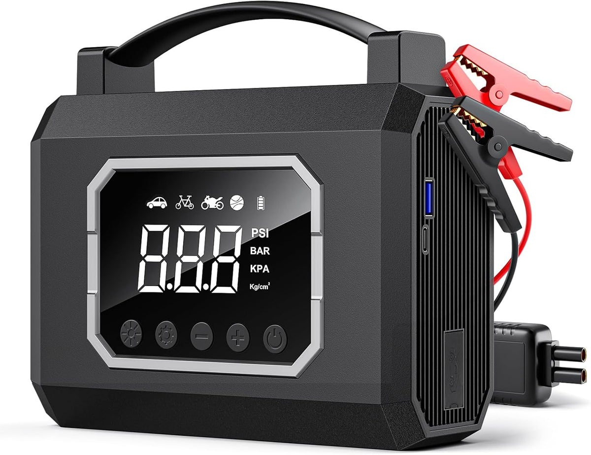 Jump Starter 3000A, Car Battery Jumper Starter Portable (All Gas 10L Diesel Engine) with 65W Quick Charger, 12V Portable Jump Box with 4 Modes Flashlight and Jumper Cable (Black)