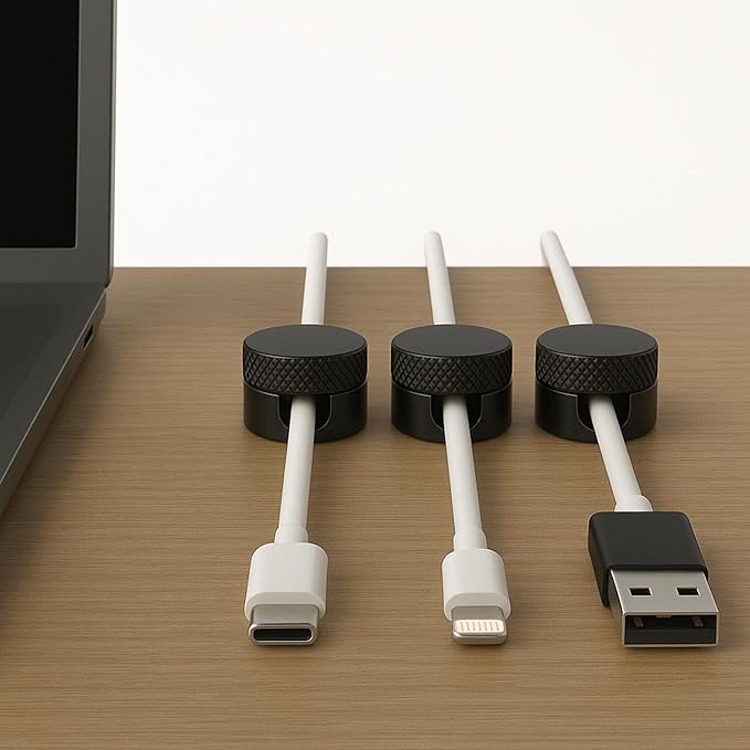3PCS Cord Holder for Nightstand, Computer Cord Organizer for Desk, Appliance Cord Organizer, Stick-On Cable Clip for Charger, Laptop, USB, Headphones, Wire Management Set