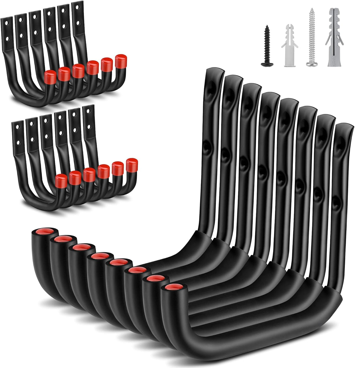 Nacial 20 Pack Garage Hooks Heavy Duty, 9.8" & 3.5" Garage Wall Hook with EVA Pads, 100LBS Capacity Hooks for Hanging Bikes, Kayak Folding Chairs and Hanging Ladders
