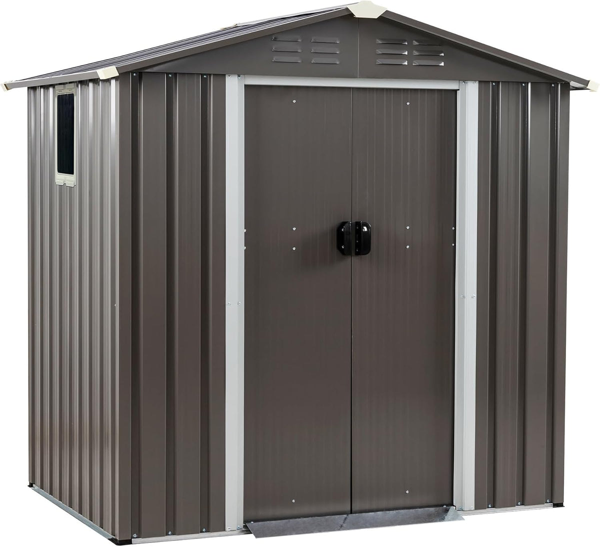 Shintenchi 6x4 FT Outdoor Storage Shed with Window, Lockable Outdoor Waterproof Tool Storage Sheds, Weather Resistant Tool Storage House Shed for Garden, Backyard, Patio Utility and Tool Storage, Gray