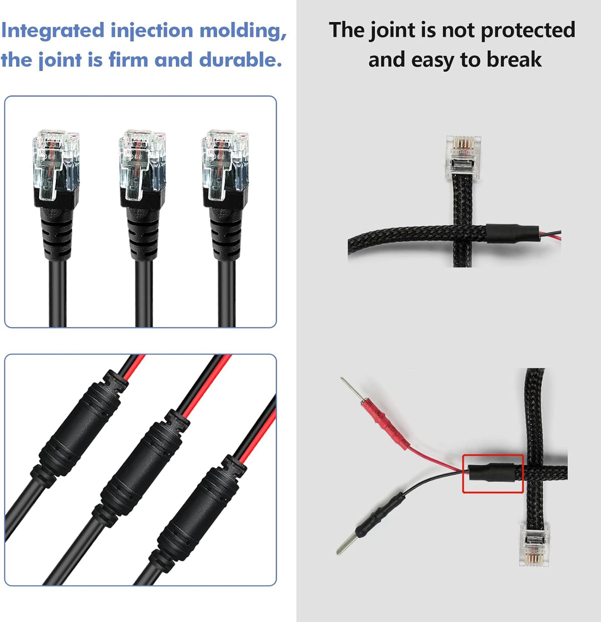 Radar Detector Hardwire Power Cord, Rearview Mirror Plug Cable, with Inline Fuse Holder,Suitable for Escort Beltronics Valentine One Cobra Whistler Radar Detector,3-Piece Set,17.7'' (RJ11)