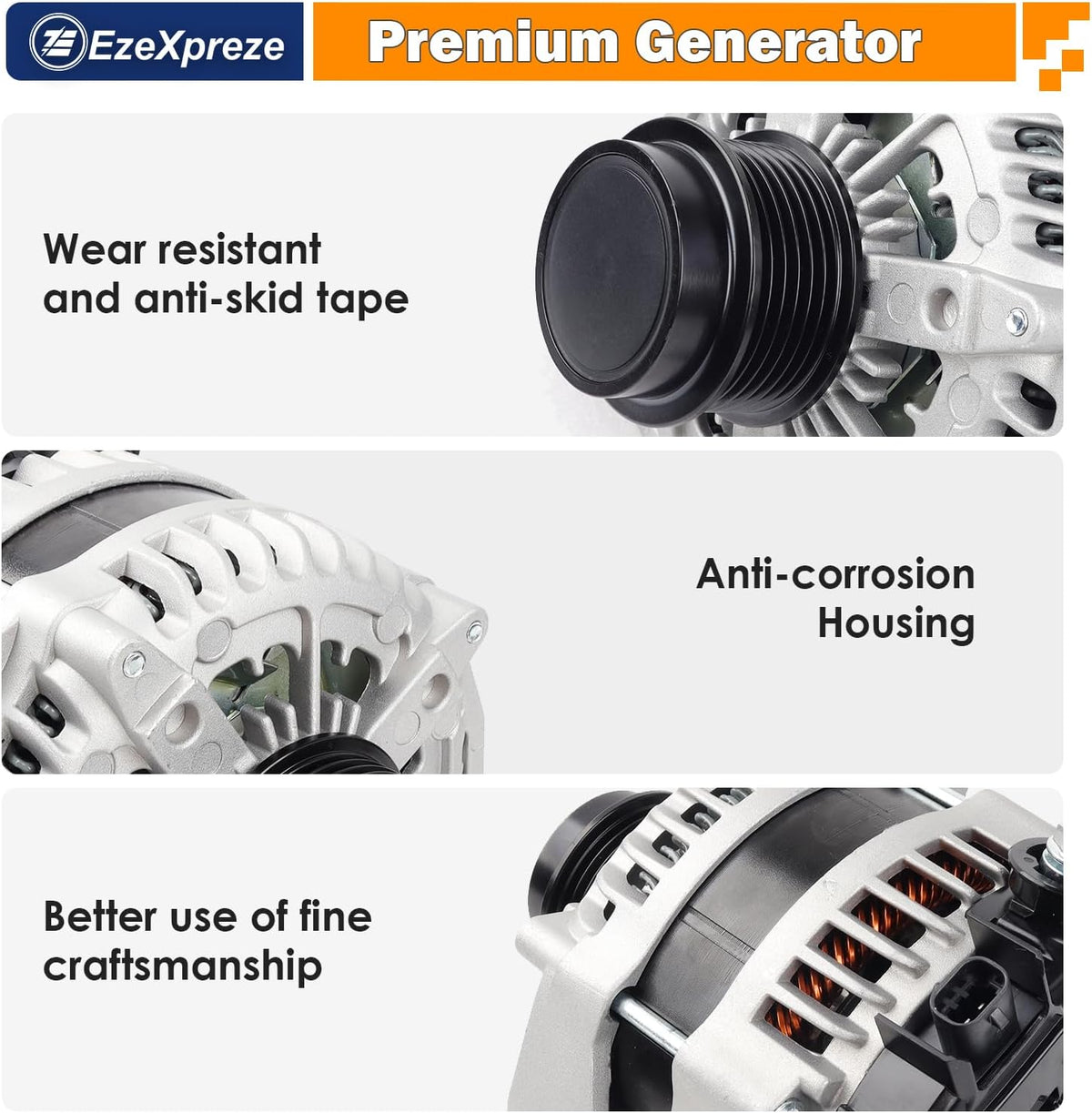 EZEXPREZE Alternator Fit for 2014-18 GMC Sierra and Chevy Silverado 1500, 2015-20 Chevy Suburban Tahoe GMC Yukon Cadillac Escalade - Replaces for 22949467 1042106870 84143540 170 Amp 12V