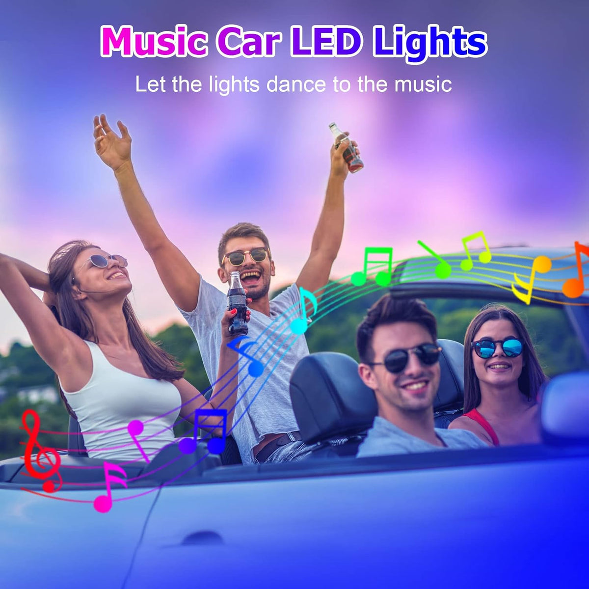 Car LED Lights Interior Light, 10 in 1 Car Ambient Lighting Kits with 315in Fiber Optic, APP Control, Car Accessories Multicolor RGB Neon Car LED Strip Lights with Music Sync Mode and DIY Mode