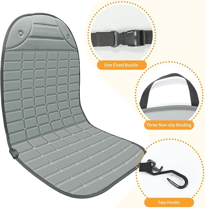 slashome Seat Cover Comfortable Winter Seat Cushion with Adjustable Buckle for Full Back and Seat 2-Pack (Grey)