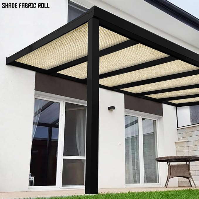 TANG Sun Shade Fabric Roll 8'x1' Shade Cloth for Garden Beige HDPE Mesh Shading Pergola Cover Replacement Canopy, 95% Blockage Sunshades for Outdoor Patio Backyard Plant