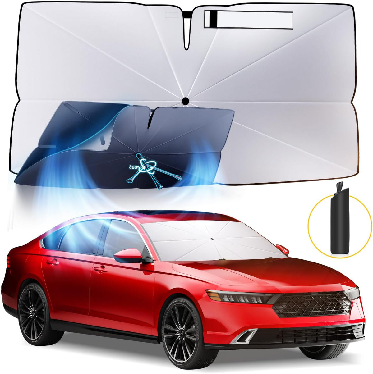 Windshield Sun Shade Umbrella: for Honda Accord 2022 2023 2024 2025 - Front Car Window Shades - Double 11th-Accord Thickened Foldable Automotive Sunshades Block UV Keep Cool