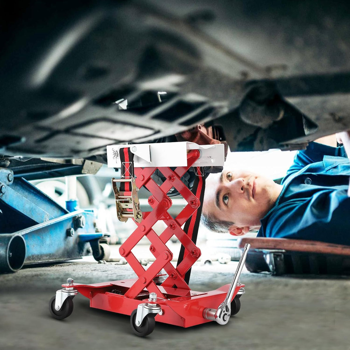 450 Lbs Auto Repair Lifting Jack - Heavy-Duty Transmission Jack for Easy Vehicle Maintenance and Transmission Replacement
