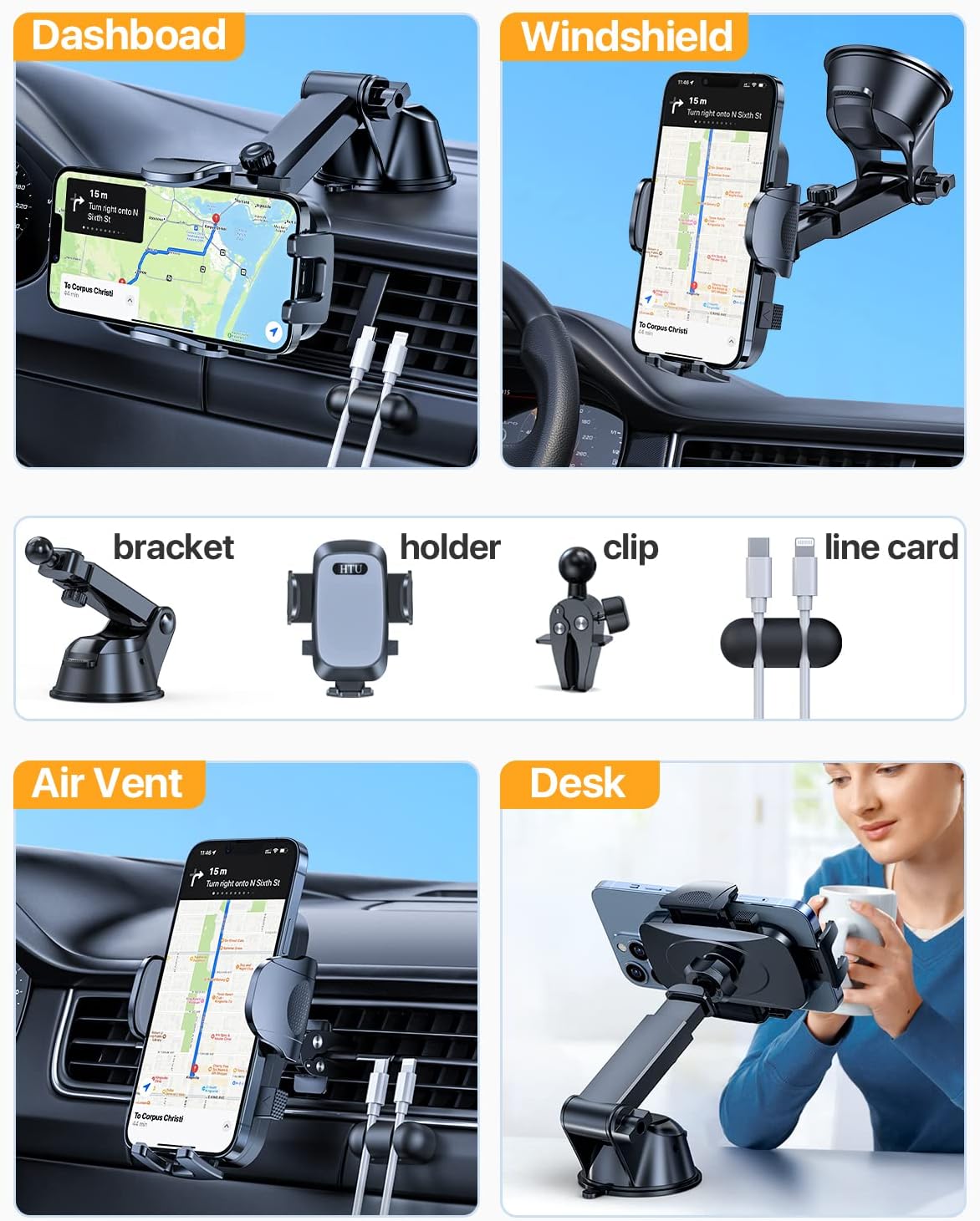 2025 Ultimate Car Phone Mount【98+LBS Strongest Suction & Military-Grade】【Patent & Safety Certs】 Cell Phone Holder Truck Stand for Dashboard Windshield Vent for iPhone 16 Pro Max Samsung (Dark Blue)