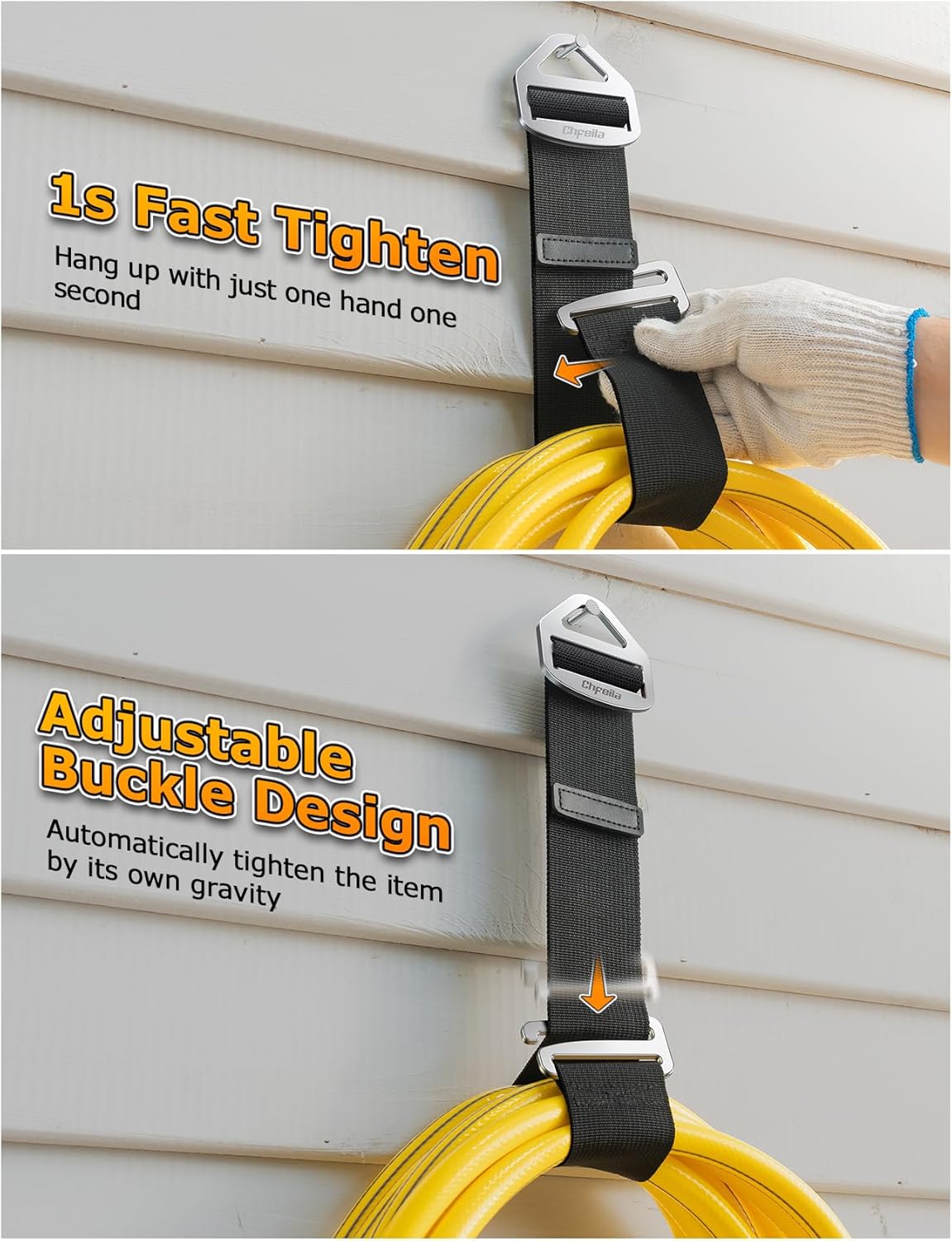 4 Pack One Hand Operation [1s Tighten by Gravity] Adjustable Extension Cord Organizer Holder, Hose Rope Storage Straps Wrap for RV Shed Workshop Garage Organization, Gadgets Tools Gifts for Dad Men
