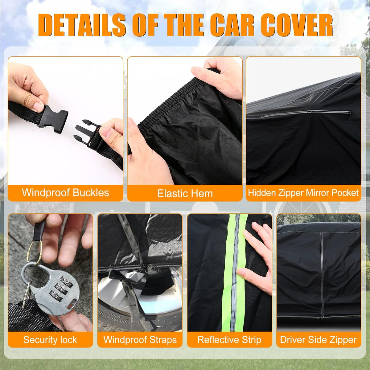 Waterproof Car Cover Compatible with Chevrolet Monte Carlo LS/SS 1978-1988, 210T All Weather Classic Car Covers with Zipper Door & Lock for Snow Rain Protection