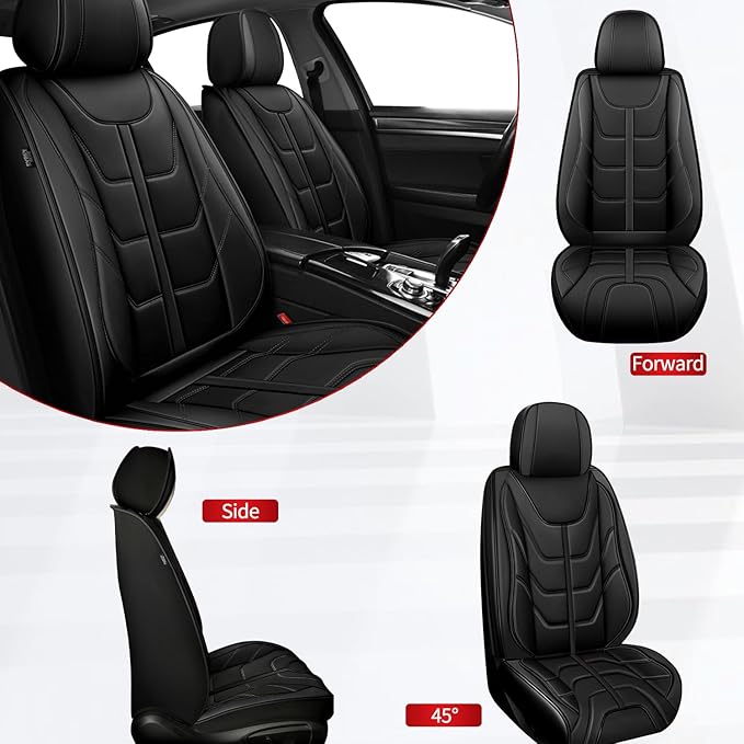 TTX LIGHTING Car Seat Covers fit for Ford Bronco Sport 2021-2026 Front Seat: Premium Leather Automotive Seat Cover with Airbag Compatible Waterproof (2 Seats, Black)