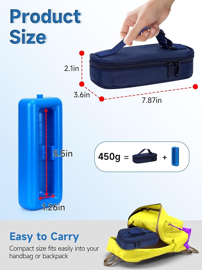 YOUSHARES Insulin Vials Cooler Travel Case - TSA Approved Diabetic Medication Vial Cooling Bag with Protective Ice Brick, Refrigerated Diabetes Supplies Organizer, Small Bottle Carrying Storage