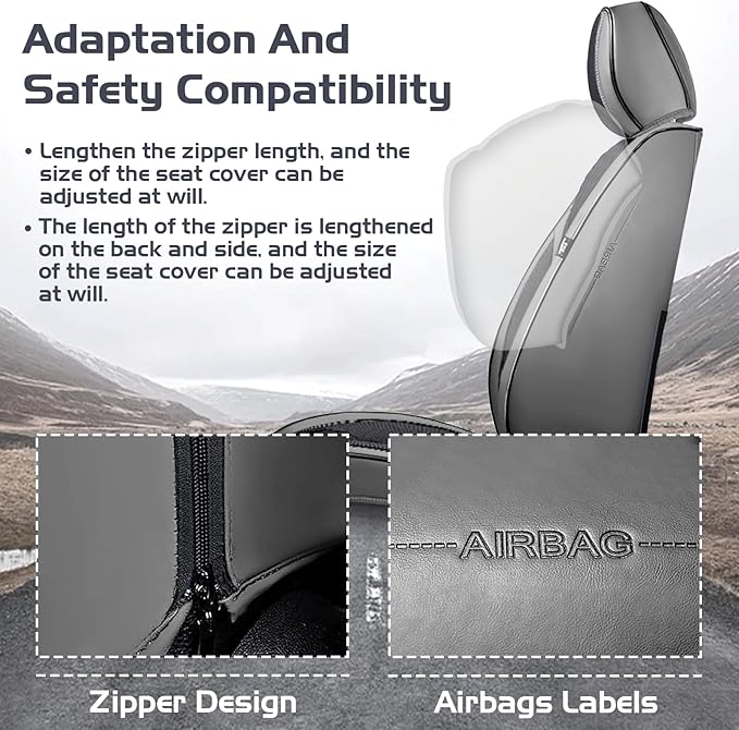 Truck Seat Covers for Ford F150 2009-2026, Waterproof Premium Leather Full Coverage Car Seat Cover, Muscle Sport Style Auto Interior Seat Cover Sets (Full Set/Gray Black)