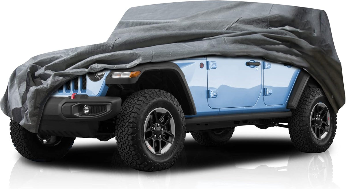 USCarCover 5 Layer All Weather Protection, Breathable Car Cover for Jeep Wrangler 2009-2025 SUV 4-Door Semi Custom Fit Pollution, Dust, Sun, Snow, Rain