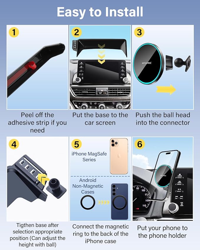 Phone Mount for 2022-2025 Chevrolet Chevy Silverado/GMC Sierra 1500 Accessories 13.4-inch Screen Fixed Clip, Car Magnetic Phone Holder for MagSafe, Magnets Fast Wireless Charger Cell Phone Base