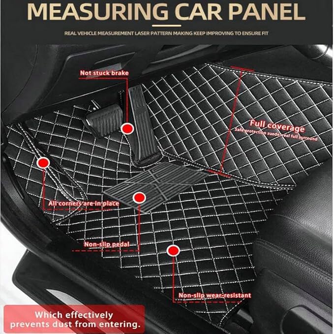 TREGOO All Weather Car Mats Custom Fit Non Slip Floor Mats for 1998-2025 Cars Personalized Leather Protection Pads Suitable for Men Women (Edge Green, Medium Black, Beige)