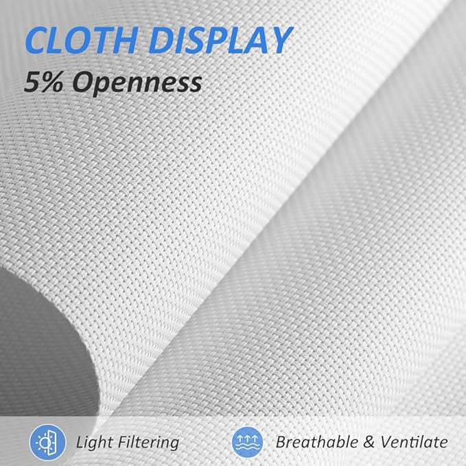 LUCKUP Light Filtering Roller Shades for Windows, Cordless Semi Sheer Solar Blinds with 5% Openness Free-Stop Window Shades for Home & Office, White 42" W x 72" L