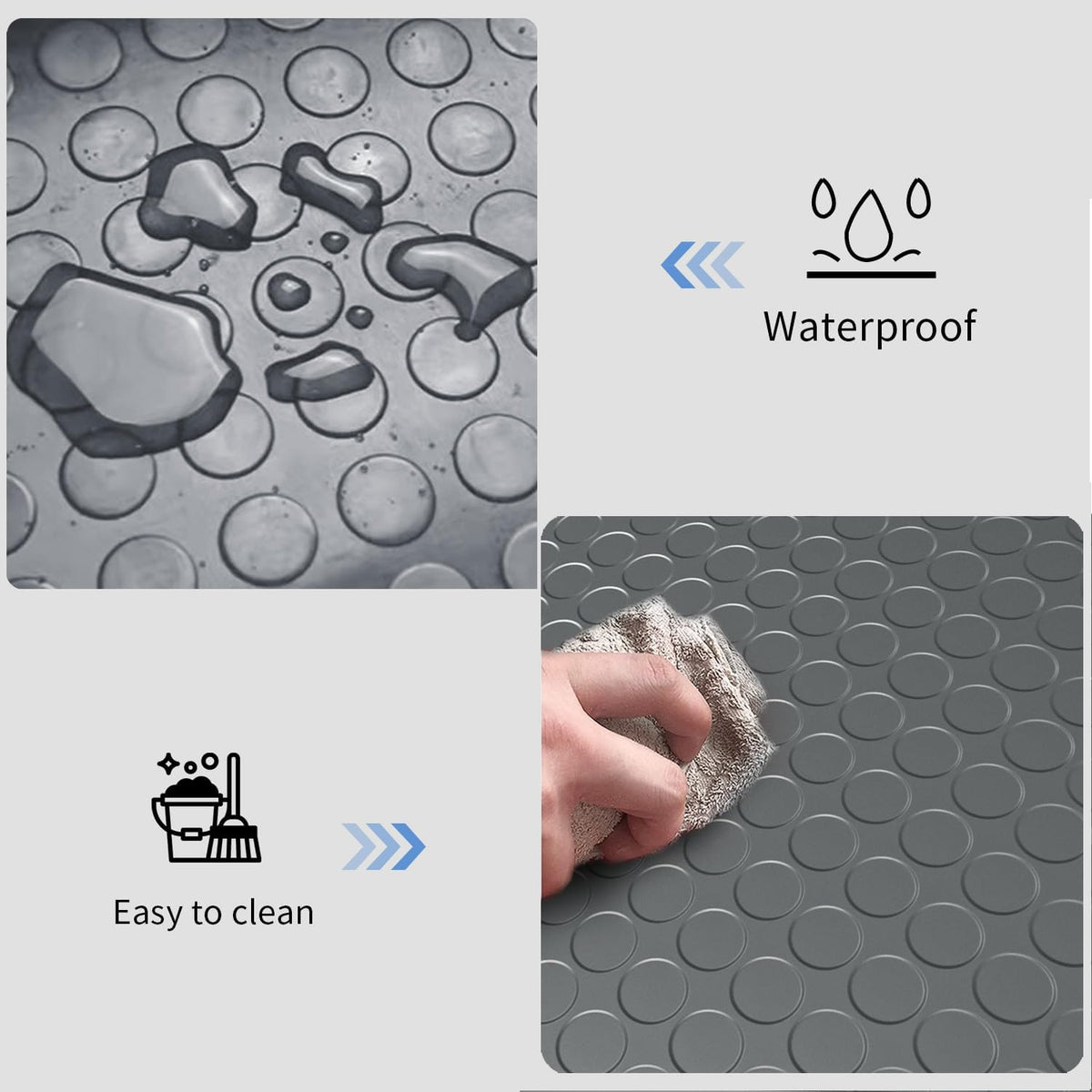 Premium Garage Floor Mat, Commercial Grade Heavy Duty Parking Mat for Garage Floor, Golf Cart Parking, Water/Stain Resistant Floor Runner (Grey Coin, 2 Rolls x 4 x 6.5 Feet)