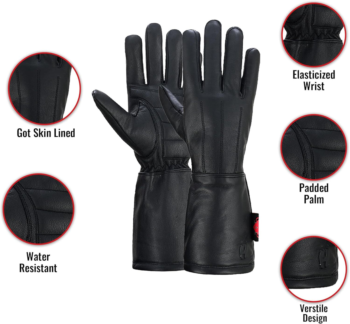 Hugger Women’s Classic Motorcycle Glove Seasonal Wind Stopper Lined Gauntlet