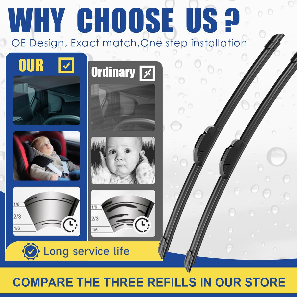 3 wipers Replacement For 2012 2013 2014 2015 2016 Hyundai Elantra Windshield Wiper Blades Original Equipment Replacement - 28"+14"+13" (Set of 3) U/J HOOK