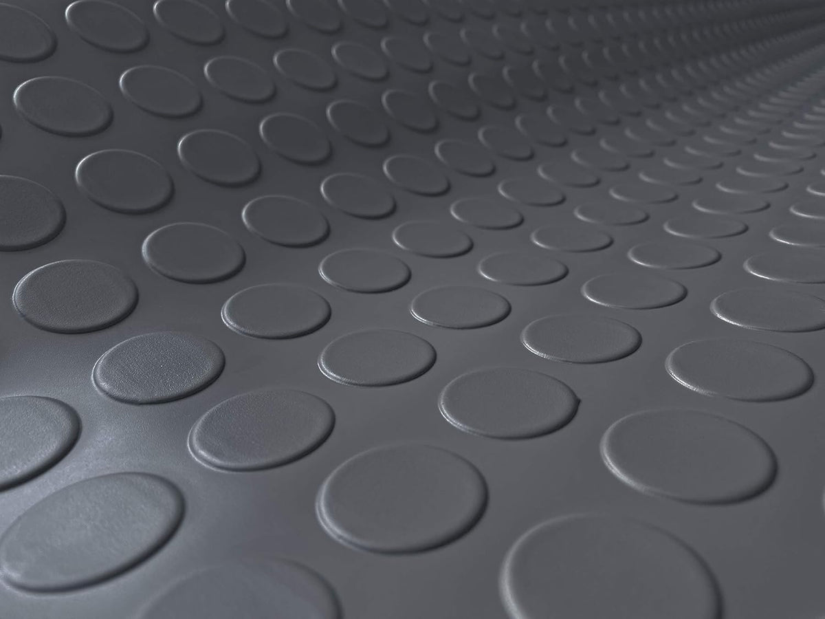 G-Floor Large Coin Pattern Vinyl Garage Floor Protector Mat (5' x 10', Slate Grey), Extremely Durable, Waterproof Parking Pad and Flooring