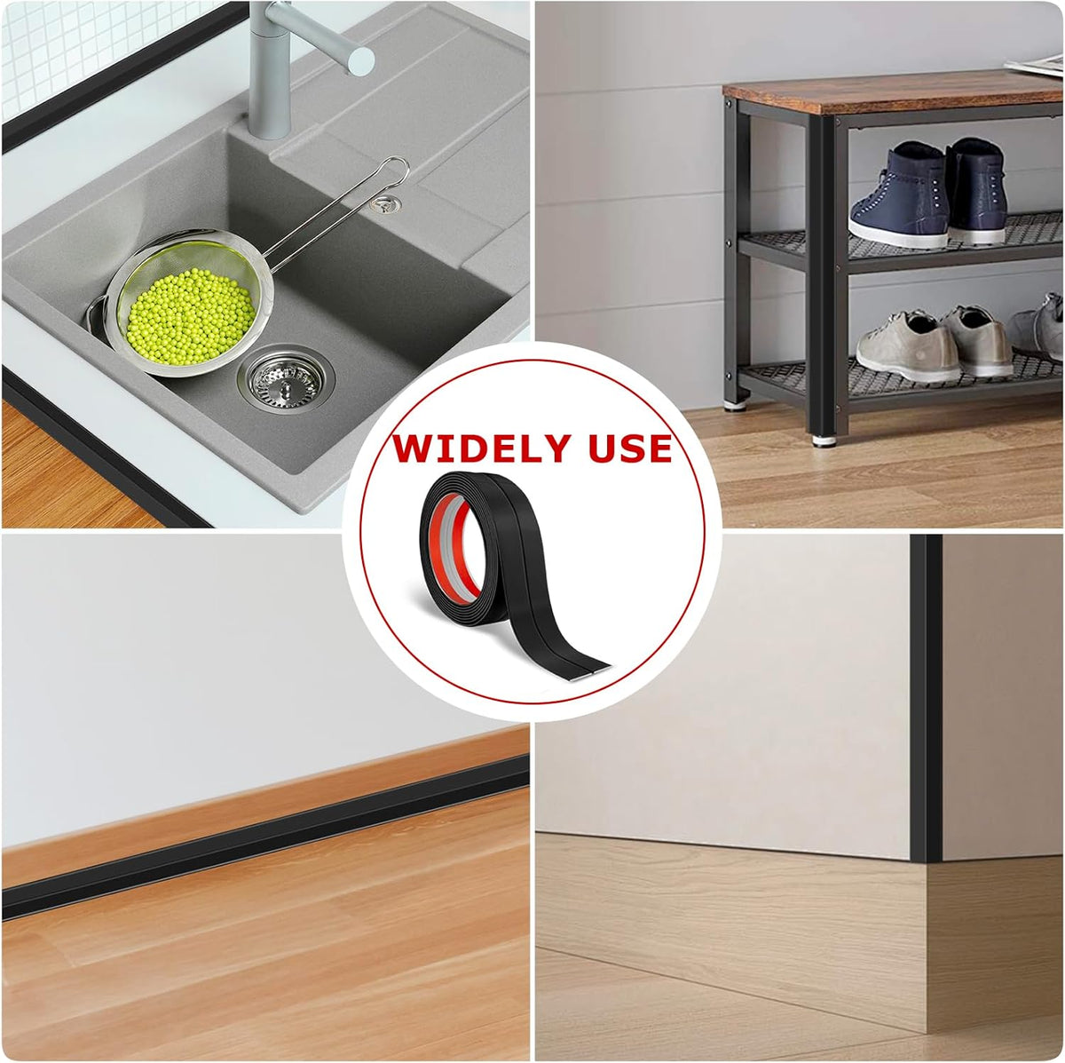 Flexible Wall Corner Protector Moulding Trim Peel and Stick Wall Corner Guards Edge Protector Self Adhesive Molding Trim Strip for Edge Ceiling (Black, 2.4 in x 20 Ft)