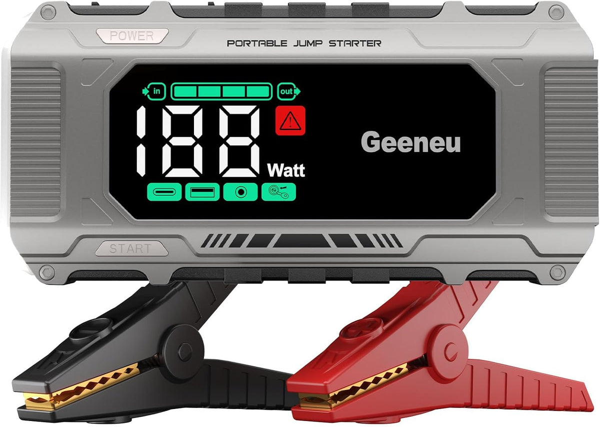 Car Jump Starter Battery Jumper Pack 8000A 65W PD Fast Charging, Portable 12V Car Battery Charger Booster Jump Box (All Gas/12.0L Diesel), Power Vehicle Jumper with Large Screen,150W DC, Lights