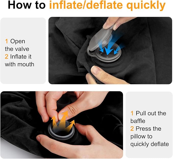 Maliton Inflatable Foot Rest Pillow, Airplane Travel Bed for Toddler, Car Seat Foot Rest for Kids, Adjustable Height Leg Rest Pillow for Airplane, Home, Office(Black, 2 Pack)