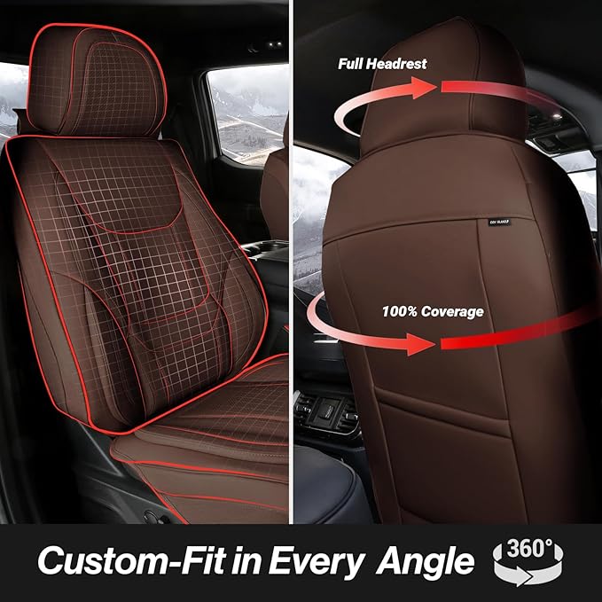 Coverland Custom Fit Car Seat Covers for Car Compatible with [2014-2022 Acura RLX] Premium Leather Non-Slip Memory Foam Waterproof Interior Seat Protector [Full Set Dark Brown- Size Chart X71]