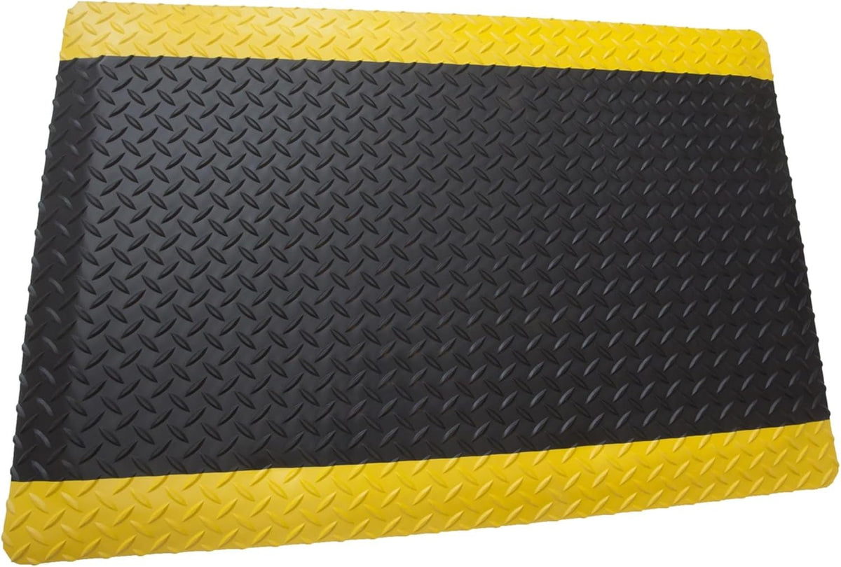 Rhino Mats, American Classic Diamond Anti-Fatigue Mats, Industrial Ergonomic Comfort Standing Mat for Work, Home, Garage, Office, Kitchen or Anywhere (Black/Yellow 1" Thick, 4 FT. x 7 FT.)