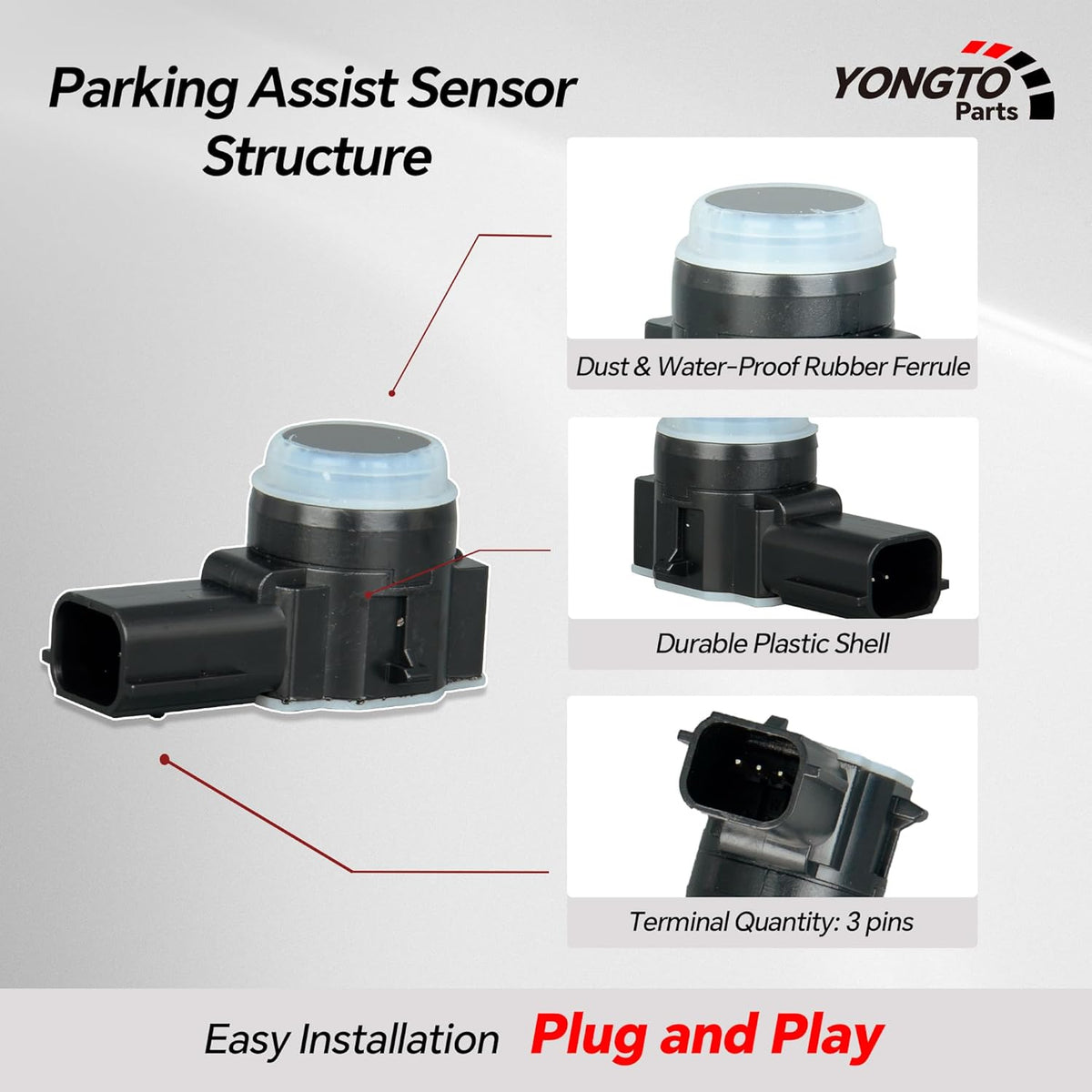 23428268 4Pcs Reverse Backup Parking Assist Sensor Compatible with Chevy Silverado 1500 2500 3500 HD Tahoe Malibu, Cadillac Escalade XT5 CT6, GMC Sierra Yukon XL, Buick Replace OE 52050134