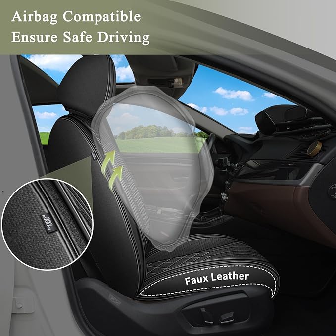 Car Seat Covers Front Pair for Subaru Legacy 1995-2023 2024 2025: Breathable Perforated Leather Seat Cover (Black)