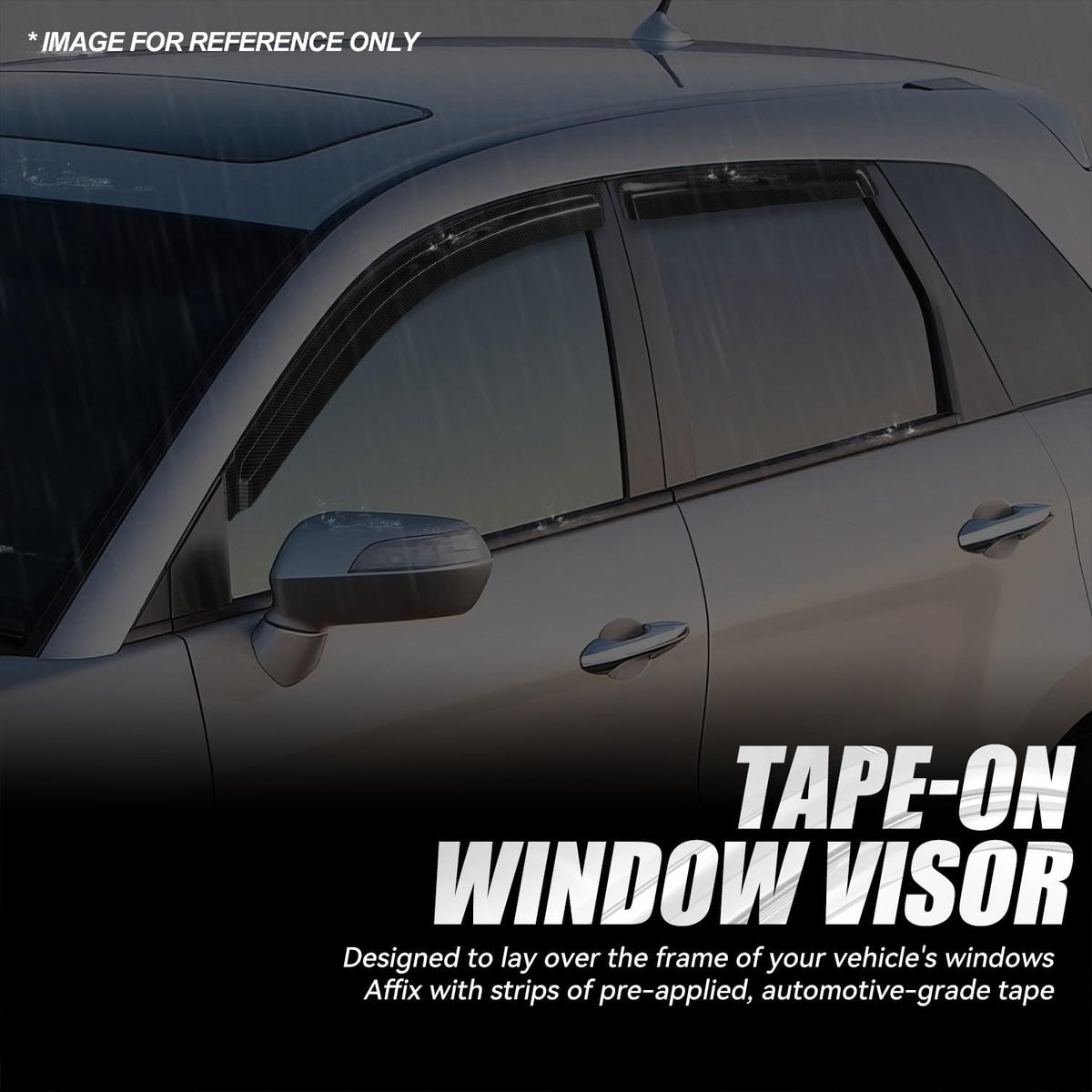 Auto Dynasty 4Pcs Carbon Fiber Pattern Window Visors Compatible with 2007-2012 Acura RDX, Tape-On Front & Rear Window Deflectors Rain Guards Sun Wind Air Side Vent Shade, Glossy Black