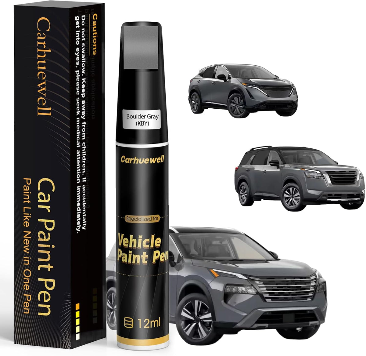 Boulder Gray(KBY) Touch Up Paint Compatible with Nissan, Exact Match Car Paint Pen Automotive Scratch Repair Remover Kit Quick & Easy Solution for Vehile Chips and Nicks