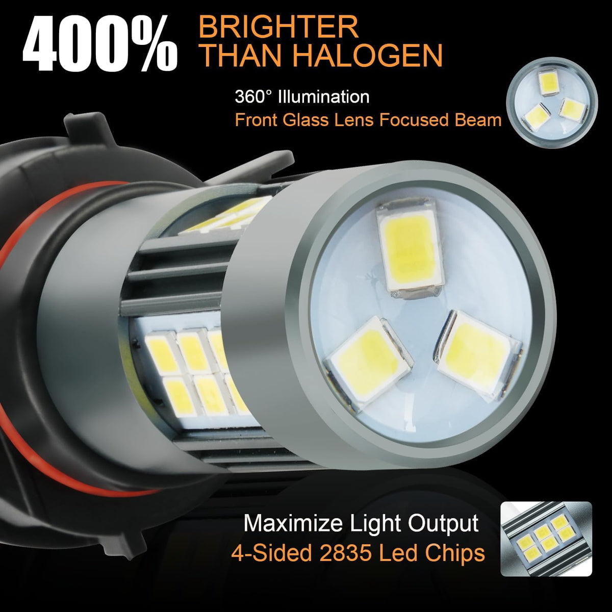 2504 LED Bulbs, PSX24W 12276 Fog Light 6500K Cool White, Pack of 2