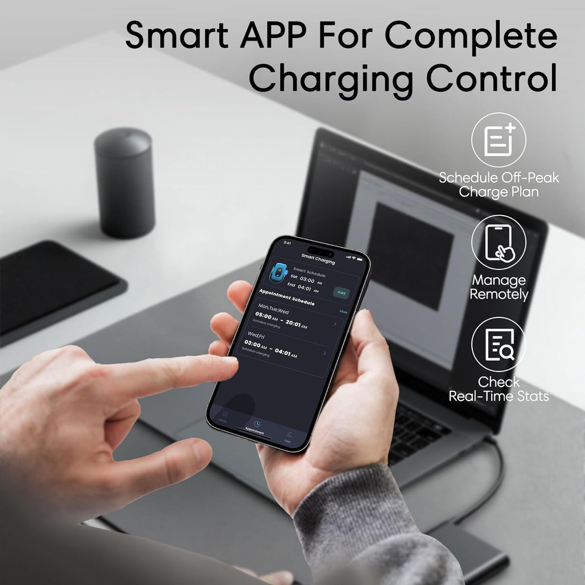 Level 2 EV Charger 48 Amp - Smart EV Charger for Home Level 2 Hardwired, 240V Electric Vehicle Charging Stations 11.5kW, 25ft Cord, Outdoor/Indoor