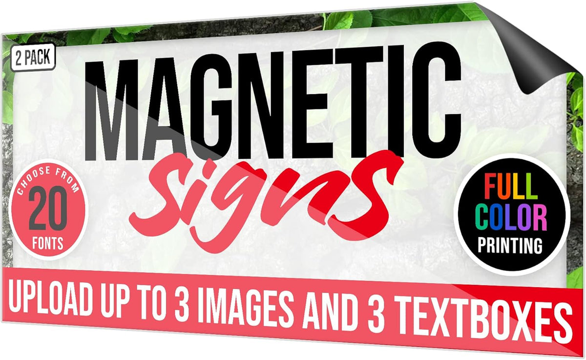 2 Pack, Personalized Magnetic Signs for Vehicles, Custom Car Magnets for Businesses, Customized Full Color Magnetic Truck Signs, 12x24 Car Magnet Signs (Design B)